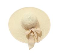 Cappello di paglia estivo da donna Cappello di paglia di protezione solare a tesa larga Cappello di paglia estivo pieghevole Floppy Sun Hat Cappello da spiaggia UPF 50+(Beige), beige, Taglia unica