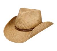 CAPPELLISHOP Fair Oaks Western Cappello da Cowboy Paglia Rafia Fascia in Pelle Unisex Primavera Estate
