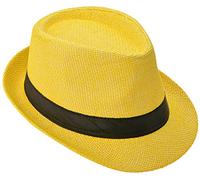 Cappello di paglia Fedora/Trilby, con nastro, contro il sole, per stile gangster Giallo (cappello di paglia). 58
