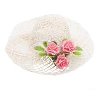 Cappello di paglia leggero intrecciato a mano per bambole BJD in miniatura e per interni della casa delle bambole, progettato per una composizione realistica della scena (cappello di paglia 3)