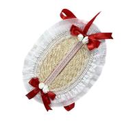 Cappello di paglia leggero leggero cappello da spiaggia dolce adorabile Lolitas paglia per vari stili di moda romantici all'aperto, Rosso, Taglia unica