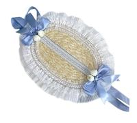 Cappello di paglia leggero leggero cappello da spiaggia dolce adorabile Lolitas paglia per vari stili di moda romantici all'aperto, Blu, Taglia unica