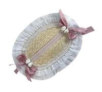 Cappello di paglia leggero leggero cappello da spiaggia dolce adorabile Lolitas paglia per vari stili di moda romantici all'aperto, D, Taglia unica