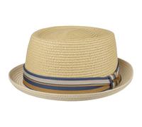Stetson Cappello di Paglia Licano Toyo Pork Pie Donna/Uomo - Cappelli da Spiaggia Sole con Fodera, Nastro in Grosgrain Estate Primavera/Estate - M (56-57 cm) Natura