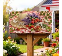 Cappello di paglia magnetico per cassetta postale, rustico, lavanda, fragole, estate rossa, protezione per la decorazione del cortile 45,7 x 53,7 cm