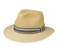 Stetson Romaro Toyo Traveller Cappello di Paglia da Uomo - in Viscosa - Protezione UV 40+ - Tesa Larga - con Nastro Decorativo in Gros-Grain a Righe - Primavera/Estate Beige M (56-57 cm)