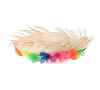 Cappello di Paglia Stile Hawaiano per Feste e Spiaggia Estiva | Intreccio Naturale e Plastica, Design Decorativo a Trama, per Outfit Estivi, Campeggio e Luce Solare