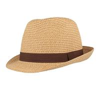 Cappello di paglia Trilby | cappello estivo | cappello da sole - retrattile con fascia in grosgrain monocolore - Particolarmente leggero, flessibile, delicato sulla pelle e comodo beige. XL