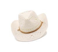 Cappello di paglia vintage da spiaggia, cappello da uomo, stile retrò occidentale, accessorio da viaggio per esterni, adatto per il sole, bianco, Taglia unica
