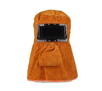 cappello di pelle di mucca, Maschera for casco da saldatura con filtro solare auto-oscurante, cappuccio in pelle traspirante gialla