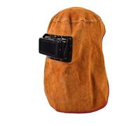 cappello di pelle di mucca, Maschera for casco da saldatura con oscuramento automatico solare, cappuccio in pelle traspirante, giallo(C 1)