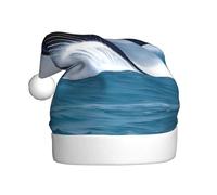 Cappello di peluche unisex alto 40 cm, cappello di Babbo Natale, cappello di Babbo Natale per feste di Capodanno, balene in mare, cappello universale per adulti