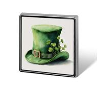 Cappello di San Patrizio ad acquerello con trifogli spille unisex e spille quadrate leggere bavero distintivo gioielli per abbigliamento cappello scialle