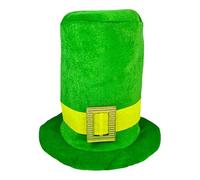 Cappello di San Patrizio, cappello verde alto - Cappello a forma di Leprechaun verde con fibbia | Accessorio per costume di San Patrizio, cappello a fascia alta Leprechaun per la Santissima