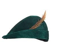 Cappello di velluto verde con piuma Robin Hood re dei ladri cacciatori medievale fiaba