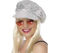 Cappello Disco In Paillettes Anni '80 Per Donne Accessorio Elegante In Argento