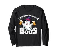 Cappello Divertente per Halloween con Scritta «I'm Just Here for The Boos Ghost Witches» Maglia a Manica