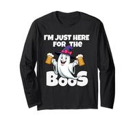 Cappello Divertente per Halloween con Scritta «I'm Just Here for The Boos Ghost Witches» Maglia a Manica