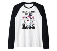 Cappello Divertente per Halloween con Scritta «I'm Just Here for The Boos Ghost Witches» Maglia con Maniche Raglan