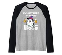 Cappello Divertente per Halloween con Scritta «I'm Just Here for The Boos Ghost Witches» Maglia con Maniche Raglan