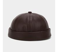Cappello Docker In Finta Pelle Unisex Senza Visiera Design A Cupola Piena