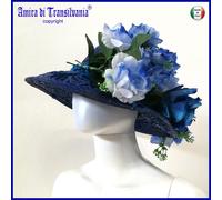 Cappello Donna Elegante Stravagante Matrimonio Stile Vintage a Tesa Larga Fiori
