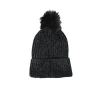 cappello donna invernale con pompon a coste lana pelliccia morbido in viscosa