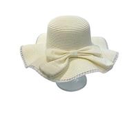 Cappello Donna Mare da Spiaggia Cappello da Donna con Fiocco in Paglia, Estivo, Spiaggia, Viaggio, alla Moda Femminile, Tesa Larga, floscio, Protezione Solare, Cuffia Vacanza per Viaggiare(White)