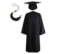 Cappello e abito da laurea, set di nappe con cappellino per classe 2025, accessori per travestimento per feste in età prescolare per bambini in età prescolare, Nero , L
