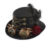Cappello E Accessori Per Viaggiatori Nel Tempo, Cappelli A Cilindro Steampunk Da Uomo Con Occhiali Protettivi(Black)