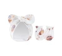 Cappello E Guanti Bowknot Per Bambini Antigraffio Set Unisex In Morbido Cotone Con Cappello Turbante Docce Antigraffio