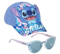 Cappello e Occhiali da Sole Stitch Bambina - Set 2 Pezzi Disney Lilo & Stitch, Berretto Baseball 3D + Occhiali Rotondi Protezione UV 100%, Bambine 5-12 Anni