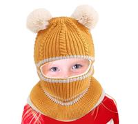 Cappello e sciarpa caldi, sciarpa lavorata a maglia, cappello con cappuccio invernale, accessorio per la stagione fredda per lo sport, da indossare tutti i giorni, per camminare., giallo, Se référer