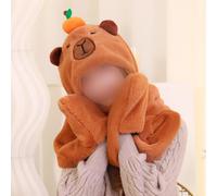 Cappello e sciarpa da capibara con guanti per esibizione sul palco del