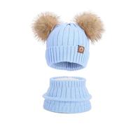 Cappello e Sciarpa per Bambini Invernale Motivi Diversi Reversibile Sciarpa Berretto in Maglia Morbido Elasticizzato a Doppio Cappello Bambino Scaldacollo per Autunno Inverno 3-8 Anni