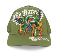 Cappello Ed Hardy Con Strass Drago Ali Oliva O/S - EHH0001-21RS