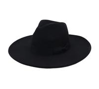 Cappello Elegante Uomo Cappello a cilindro Jazz da 9,5 cm con tesa larga, stile Fedora, for autunno, donna, for feste, matrimoni, chiesa, uomo, berretto in feltro Cappello Formale Uomo(Black)