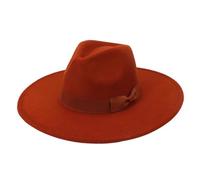 Cappello Elegante Uomo Cappello a cilindro Jazz da 9,5 cm con tesa larga, stile Fedora, for autunno, donna, for feste, matrimoni, chiesa, uomo, berretto in feltro Cappello Formale Uomo(Rust Red)