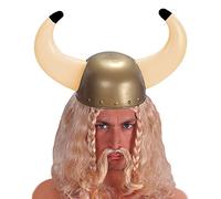 Cappello elmo con corna da vichingo in plastica vikingo
