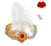 Cappello esagonale etnico da palcoscenico copricapo con paillettes scintillanti e piumate per ballerini costume puntelli cappello esagonale per eventi di danza