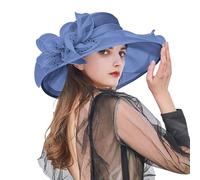 Cappello estivo da donna, ampio, per addio al sole, cappello da pescatore, cappello da donna, Blu, Taglia unica