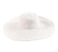 Cappello Estivo da Donna in Paglia, Pieghevole, a Tesa Larga con Protezione Solare UPF 50+ (Bianco)