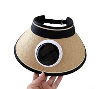 Cappello estivo da esterno con vestibilità regolabile e ventola integrata per la difesa UV (cappello di paglia kaki)