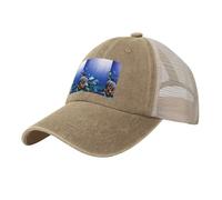 Cappello estivo regolabile con stampa a squalo per nuotare sotto il mare, design classico, retro in rete per traspirabilità, taglia unica per esterni