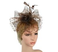 Cappello Fascinator Donna Cappello Fascinator for Donna Tea Party Fascia for Capelli Matrimonio Cocktail Maglia Fiore Piume Fermaglio for Capelli(Brown)