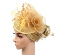 Cappello Fascinator Donna Fascia for capelli Cocktail Tea Party Cappelli for donne Cappello da sposa Piuma Maglia Fermaglio for capelli Accessori(Color1)