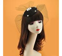 Cappello fascinator in rete con cristalli e clip per capelli, cappello per tea party, costume creativo per feste