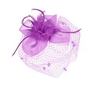 Cappello fascinator per il giorno della gara elegante copricapo da sposa per la sposa accessori per le prestazioni (Purple One Size)