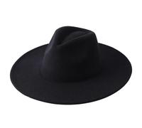 Cappello Fedora a tesa larga da donna e uomo in feltro di lana elegante invernale Jazz Chiesa Panama Cap, Nero , Taglia unica