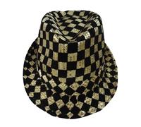 Cappello Fedora Checkerboard Nero E Oro Per Adulti Taglia Unica